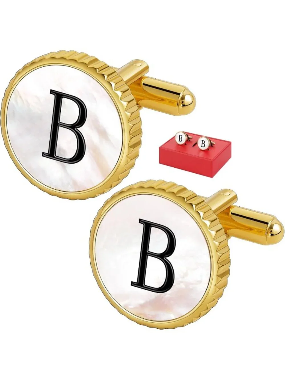 Personalized Men's Cuff Links - Custom Initials, Mother of Pearl, Wedding Ready
